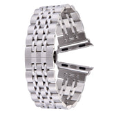 20mm Women Hidden Butterfly Buckle 7 Beads Stainless Steel Watch Band For Apple Watch 38mm(Silver Gold)